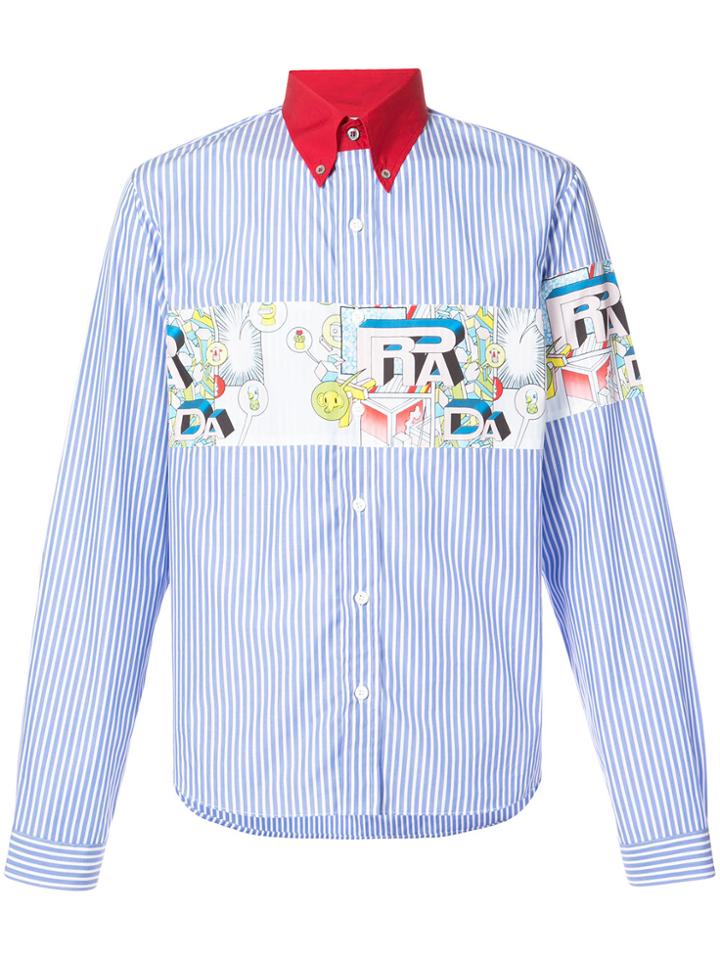 Prada Branded Panel Shirt - Blue