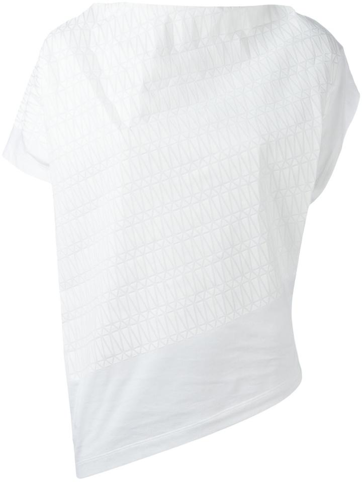 Issey Miyake Printed Asymmetric Top, Women's, Size: 2, White, Cotton