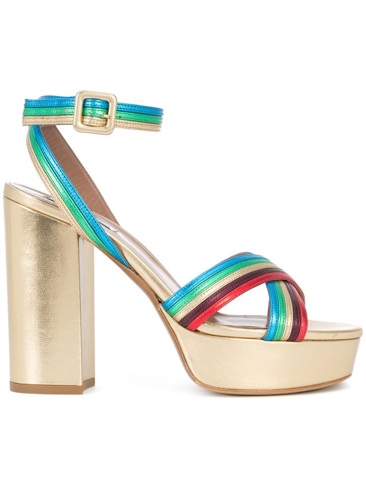 Tabitha Simmons Block Heel Sandals - Metallic
