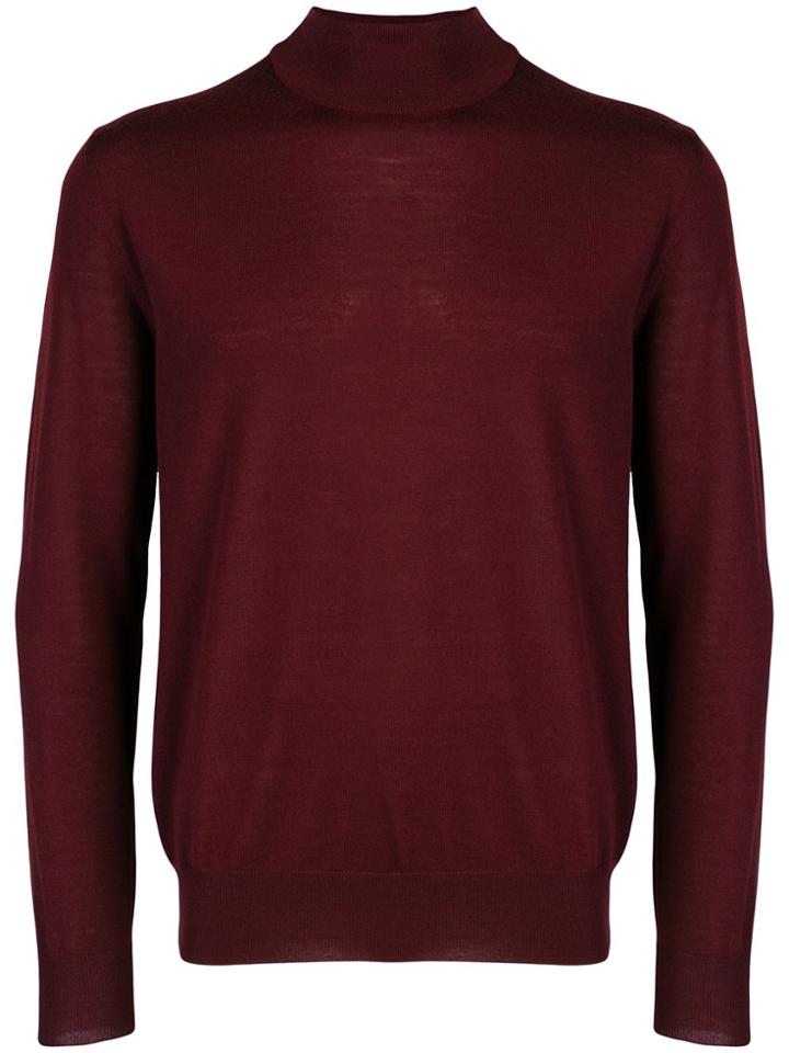 Canali Slim Fit Polo Neck - Red