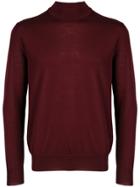 Canali Slim Fit Polo Neck - Red