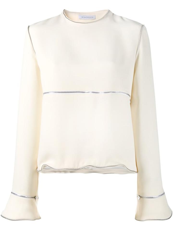 J.w.anderson Zip Trim Blouse, Women's, Size: 12, Nude/neutrals, Triacetate/polyester/acetate/silk
