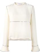 J.w.anderson Zip Trim Blouse, Women's, Size: 12, Nude/neutrals, Triacetate/polyester/acetate/silk