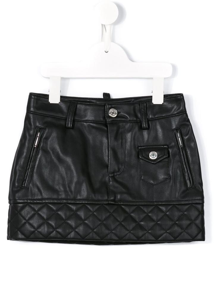 Dsquared2 Kids Leather Effect Mini Skirt, Girl's, Size: 12 Yrs, Black