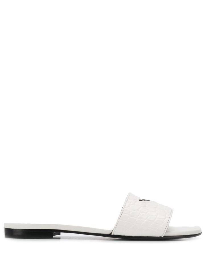 Prada Embossed Cutout Detail Slides - White