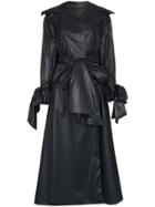 Vika Gazinskaya Bow Detail Cotton Trench Coat - Black
