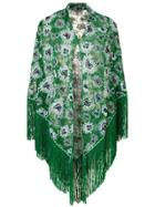 Missoni Fringed Embroidered Scarf - Green