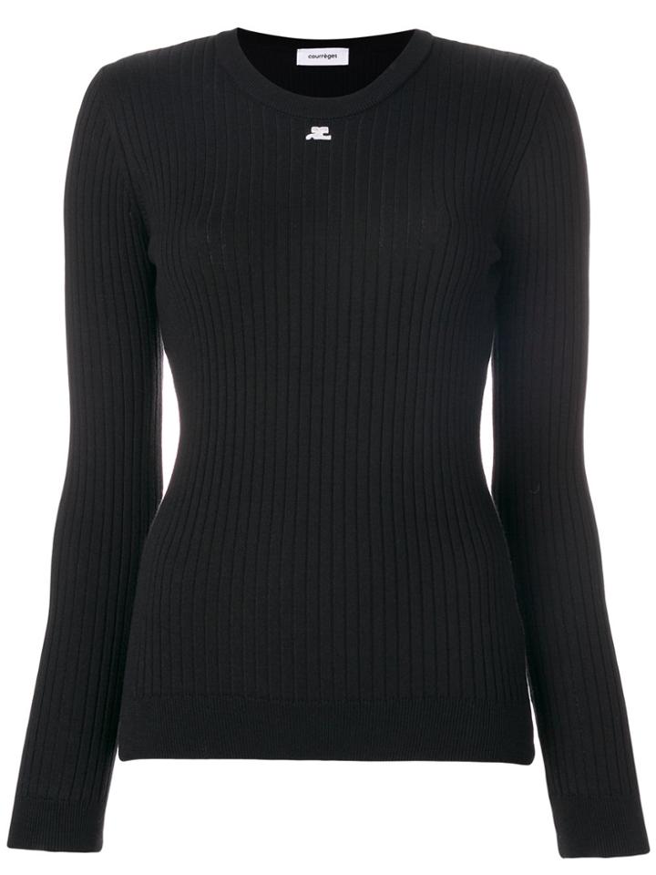Courrèges Ribbed Knitted Top - Black