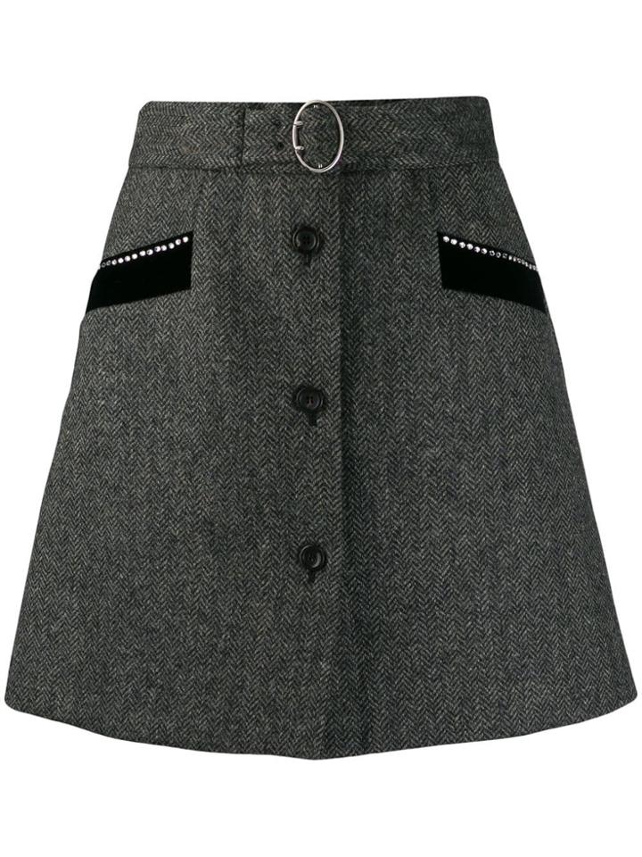 Miu Miu Belted A-line Skirt - Grey