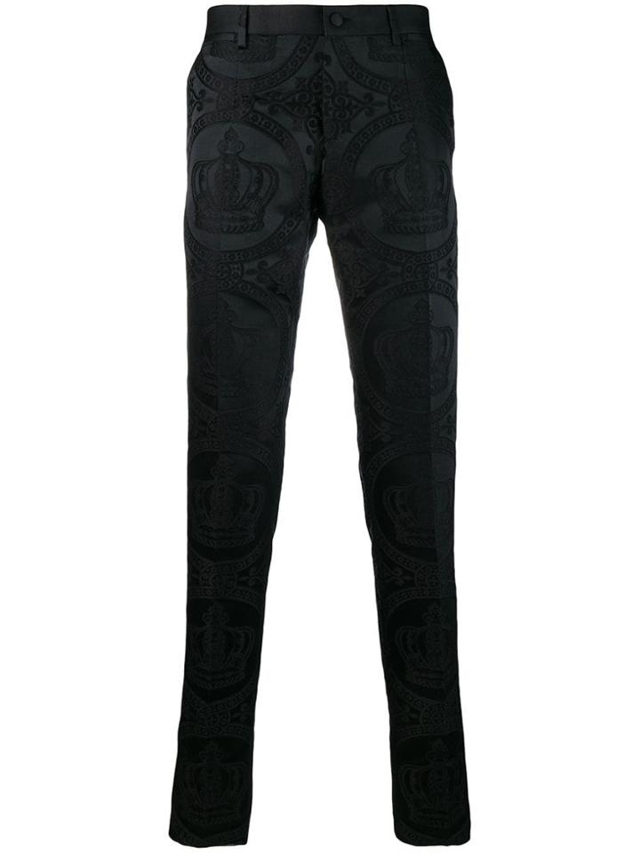 Dolce & Gabbana Satin Brocade Trousers - Black