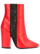 Amiri Glitter Stripe Ankle Boots - Red