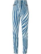 Roberto Cavalli 'zebra' Pants, Women's, Size: 38, Blue, Cotton/spandex/elastane