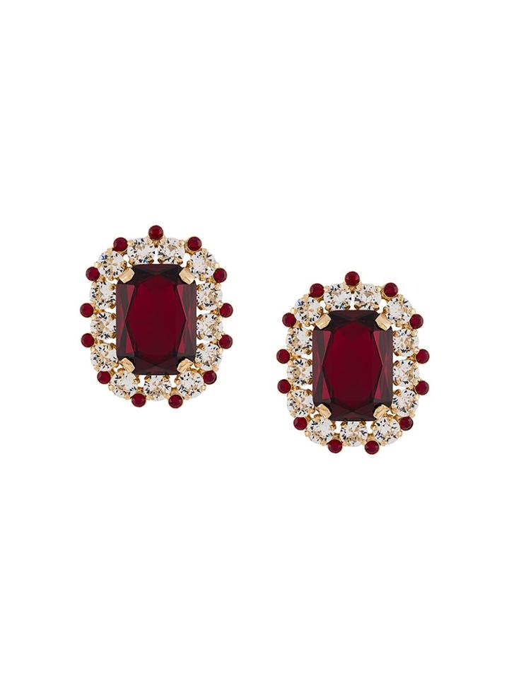 Dolce & Gabbana Oversized Embellished Clip Earrings - Gold