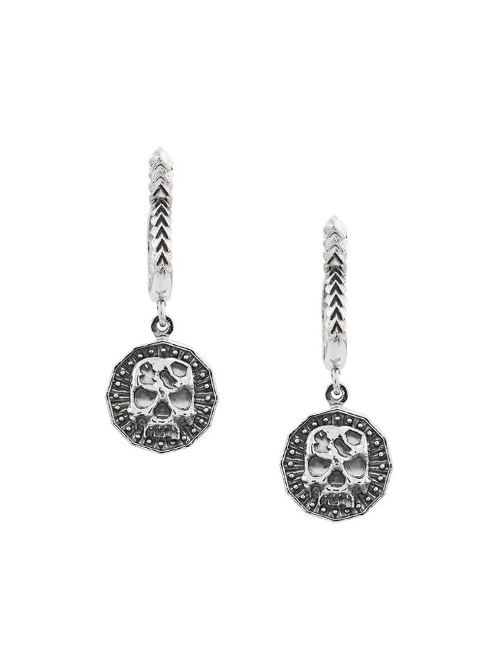 Emanuele Bicocchi Skull Hoop Drop Earrings - Silver
