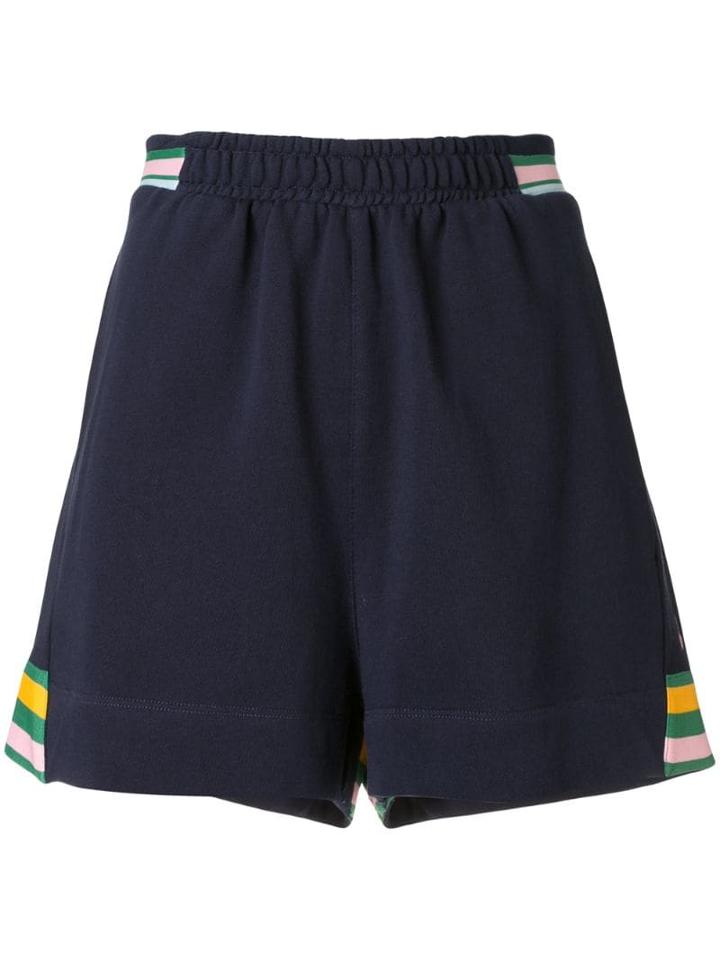 The Upside Striped Active Shorts - Blue