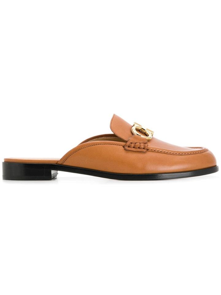 Salvatore Ferragamo Gancini Logo Mules - Brown