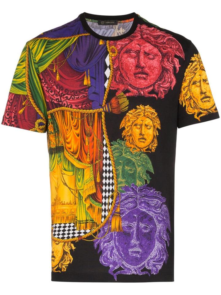 Versace Medusa Sipario Print Cotton T Shirt - Black