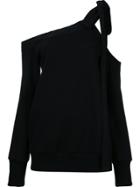 Goen.j Bow-embellished One Shoulder Jersey Top - Black