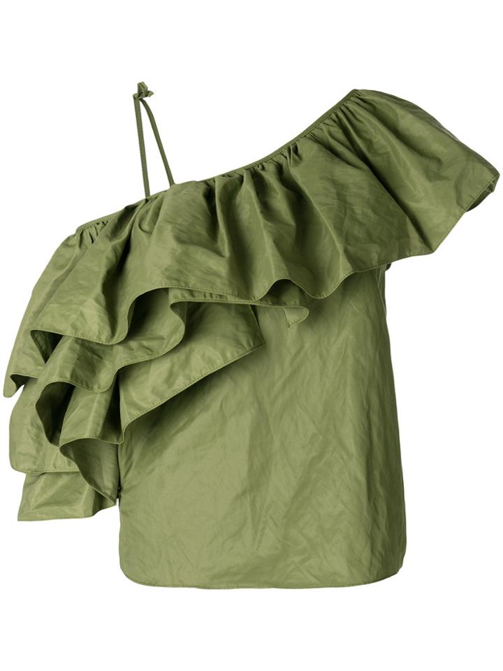 Marques'almeida Ruffled One Shoulder Blouse - Green