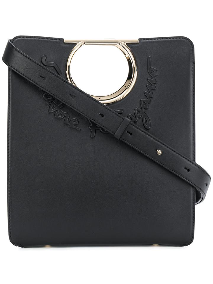 Salvatore Ferragamo Gancini Handle Open-top Tote - Black