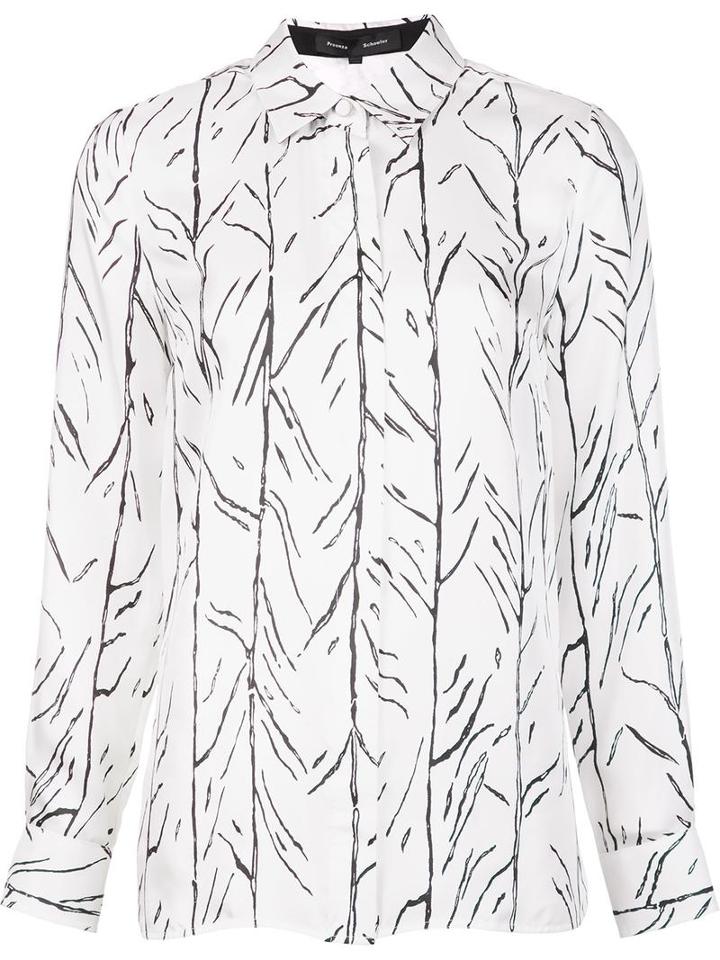 Proenza Schouler Branch Print Shirt, Women's, Size: 12, White, Silk