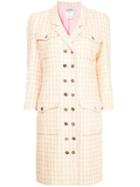 Chanel Pre-owned Checked Double Breasted Coat - Yellow