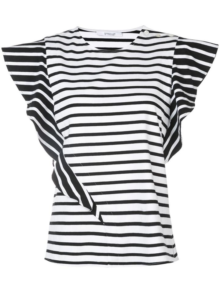Derek Lam 10 Crosby Short Sleeve Crewneck Ruffle Top - White