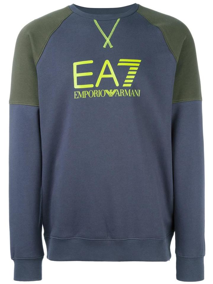 Ea7 Emporio Armani Logo Print Sweatshirt, Men's, Size: Medium, Grey, Cotton/polyester