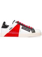 Dolce & Gabbana White, Black And Red Portofino Leather Sneakers