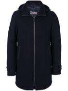 Herno - Single Breasted Zipped Coat - Men - Polyamide/polyester/wool - 50, Blue, Polyamide/polyester/wool