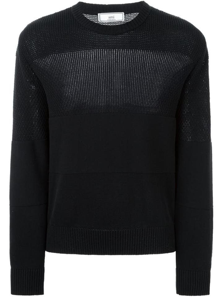 Ami Alexandre Mattiussi Panelled Jumper, Men's, Size: Large, Black, Cotton