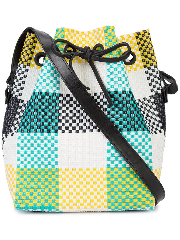 Truss Nyc - Check Bucket Bag - Women - Leather/plastic - One Size, White, Leather/plastic