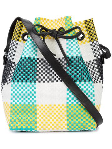 Truss Nyc - Check Bucket Bag - Women - Leather/plastic - One Size, White, Leather/plastic
