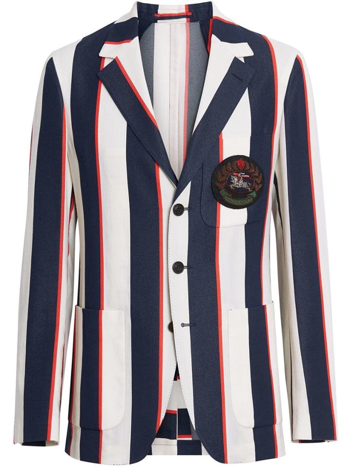 Burberry Striped Cotton Blend Club Blazer - White
