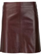 Theory Leather Skirt, Women's, Size: 0, Red, Rayon/lamb Nubuck Leather