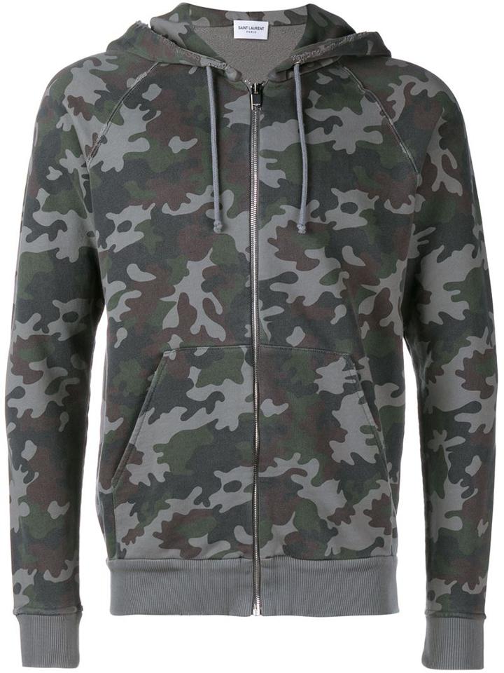 Saint Laurent Camouflage Zip-up Hoodie