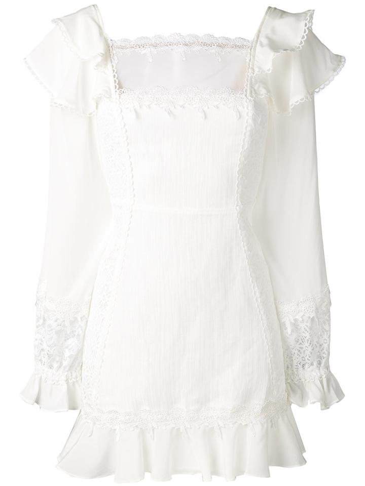 For Love And Lemons - Lace Detail Mini Dress - Women - Silk/linen/flax/polyester - S, White, Silk/linen/flax/polyester
