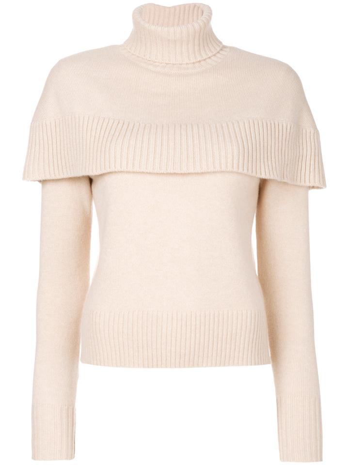 Chloé - Cape Shoulder Sweater - Women - Cashmere - M, Nude/neutrals, Cashmere