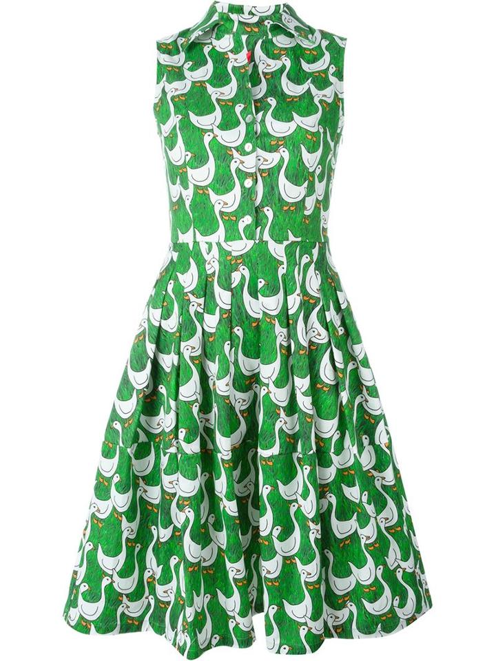 Ultràchic Goose Print Flared Shirt Dress