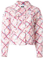 Jil Sander Navy Checked Floral Print Jacket, Women's, Size: 38, Pink/purple, Rayon/cotton/spandex/elastane/polyester