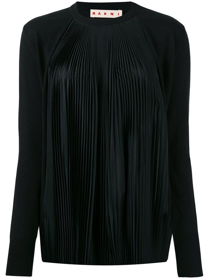 Marni - Pleated Top - Women - Silk/cotton/acetate - 44, Women's, Black, Silk/cotton/acetate