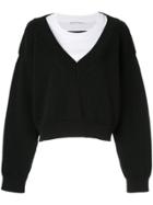 T By Alexander Wang Mix Media Layering Crewneck Top - Black