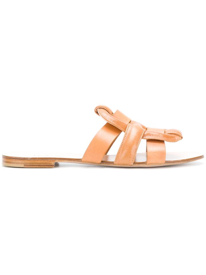 Morobé Strappy Flat Sandals - Brown