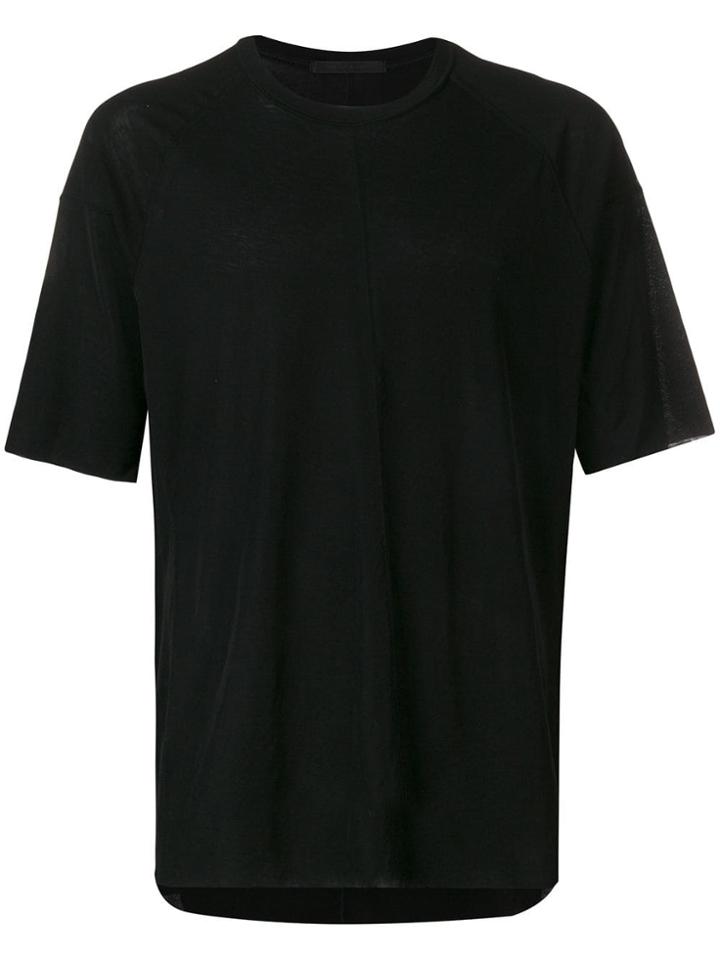 The Viridi-anne Plain Paneled T-shirt - Black