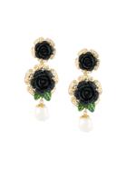 Dolce & Gabbana Floral Embellished Drop Earrings - Metallic