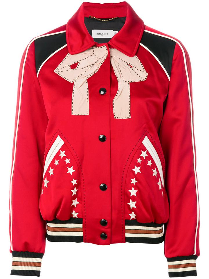 Coach - Classic Collar Bomber Jacket - Women - Polyester/viscose - 6, Red, Polyester/viscose