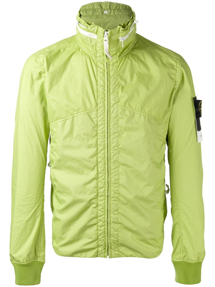 Stone Island Zip Anorak Jacket, Men's, Size: Large, Green, Polyamide/polyurethane Resin