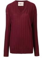 Plan C Long-sleeve Fitted Sweater - Red