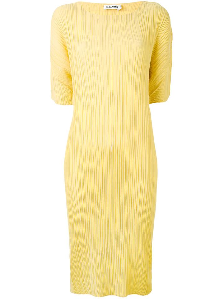 Jil Sander - Pleated Dress - Women - Polyester - 38, Yellow/orange, Polyester