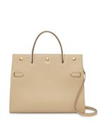 Burberry Medium Leather Title Bag - Neutrals